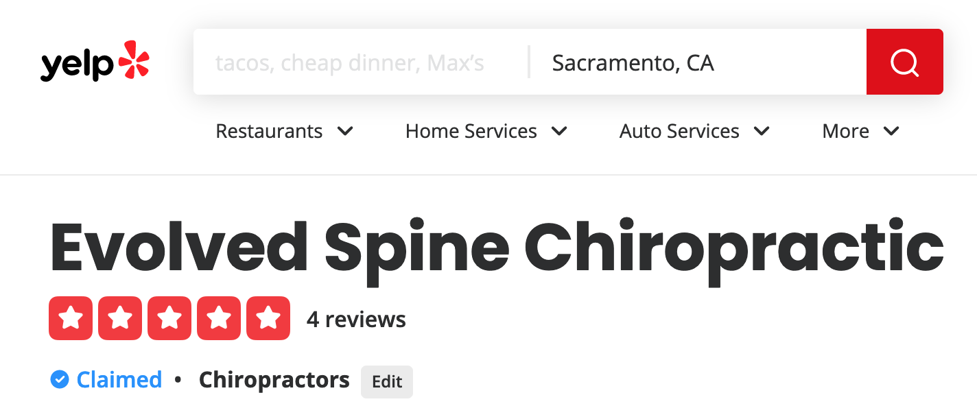 Evolved Spine Chiropractic reviews from yelp